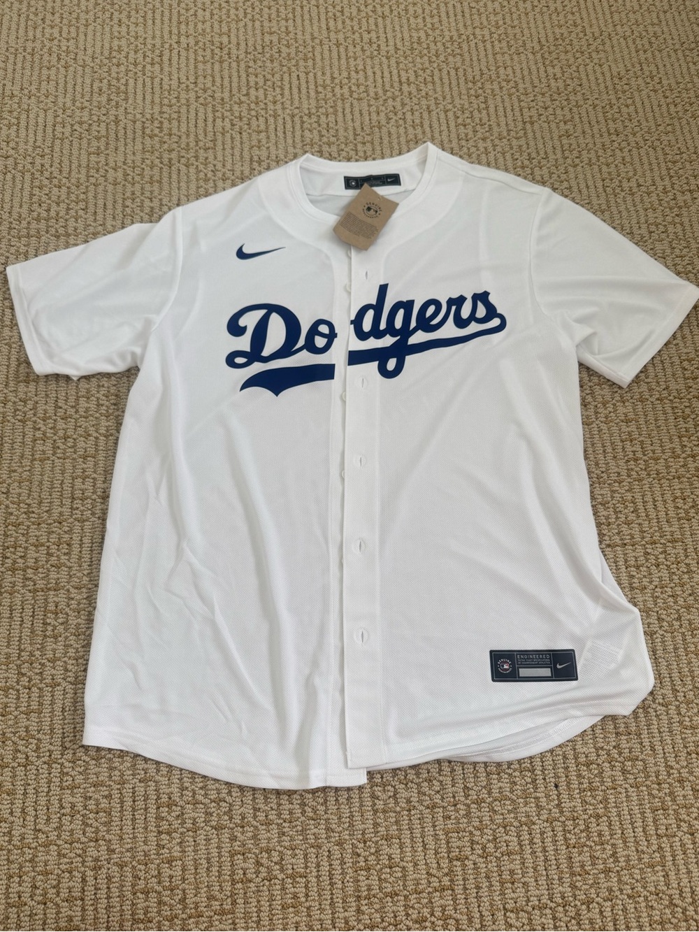 NWT Nike White & Navy Los Angeles Dodgers Button Baseball Jersey